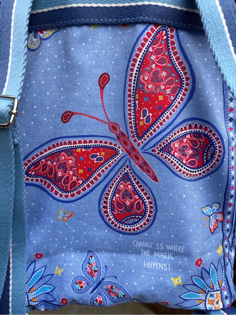 Brighton Love Bandana Paisley Butterfly Backpack Blue NWT - Picture 6 of 12